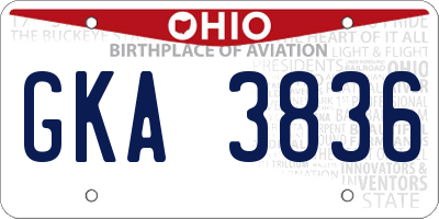 OH license plate GKA3836