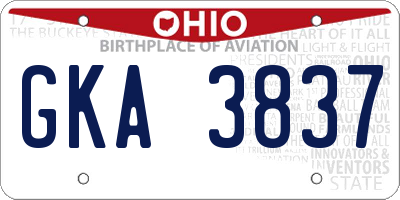 OH license plate GKA3837