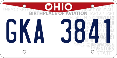 OH license plate GKA3841