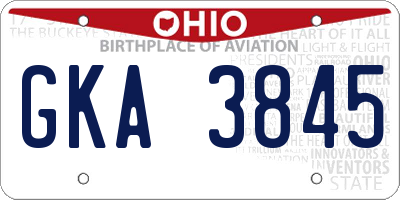 OH license plate GKA3845