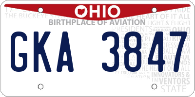 OH license plate GKA3847