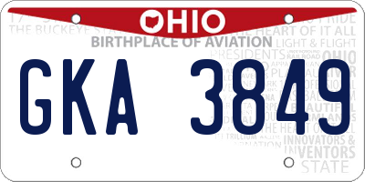 OH license plate GKA3849