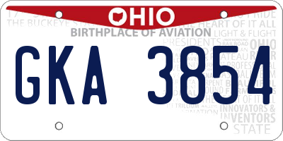 OH license plate GKA3854