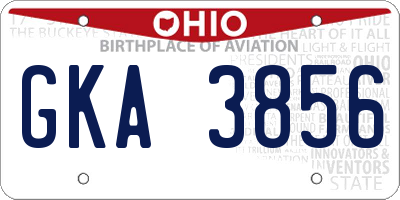 OH license plate GKA3856