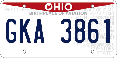 OH license plate GKA3861