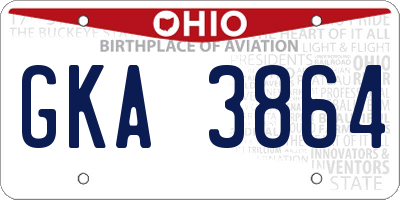 OH license plate GKA3864