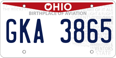 OH license plate GKA3865