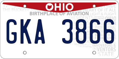 OH license plate GKA3866