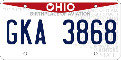 OH license plate GKA3868
