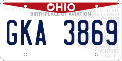 OH license plate GKA3869