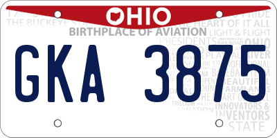 OH license plate GKA3875