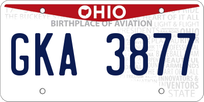OH license plate GKA3877