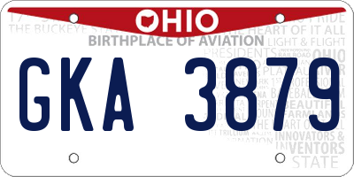 OH license plate GKA3879