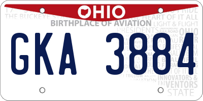 OH license plate GKA3884