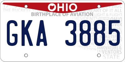 OH license plate GKA3885