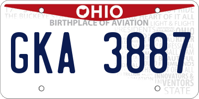 OH license plate GKA3887