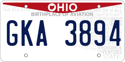 OH license plate GKA3894