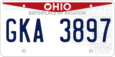 OH license plate GKA3897