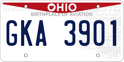 OH license plate GKA3901