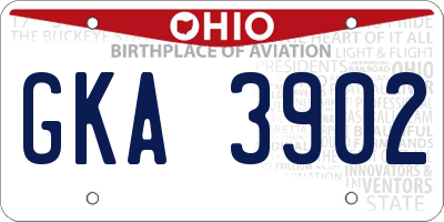 OH license plate GKA3902