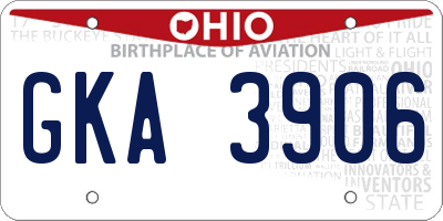 OH license plate GKA3906