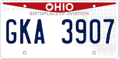 OH license plate GKA3907