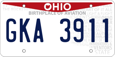OH license plate GKA3911