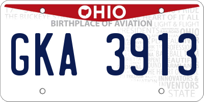 OH license plate GKA3913