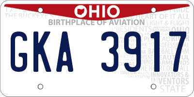 OH license plate GKA3917