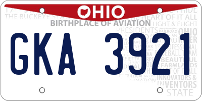 OH license plate GKA3921