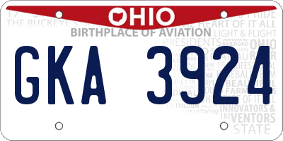 OH license plate GKA3924