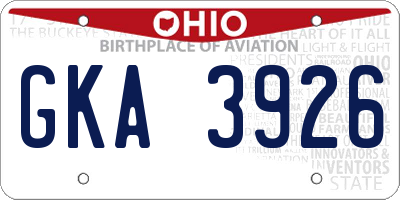 OH license plate GKA3926