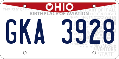 OH license plate GKA3928