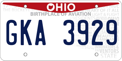 OH license plate GKA3929