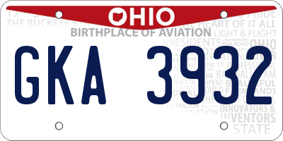 OH license plate GKA3932