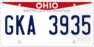OH license plate GKA3935