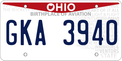 OH license plate GKA3940