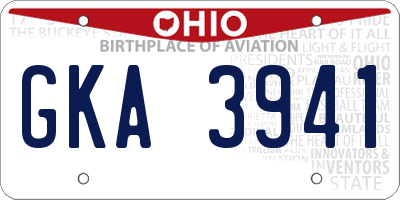 OH license plate GKA3941