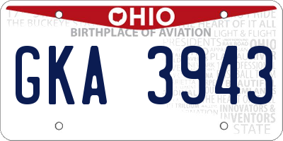 OH license plate GKA3943