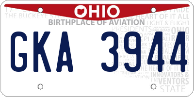 OH license plate GKA3944