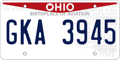 OH license plate GKA3945
