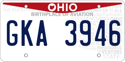 OH license plate GKA3946