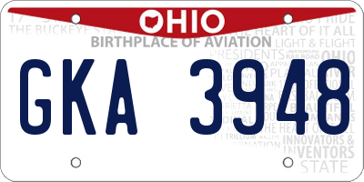 OH license plate GKA3948