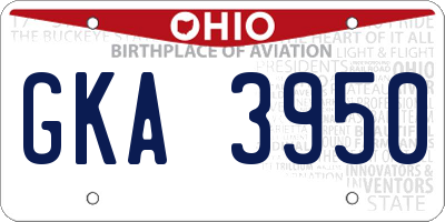 OH license plate GKA3950
