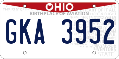 OH license plate GKA3952