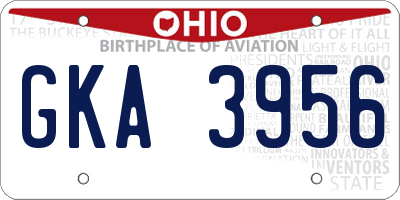 OH license plate GKA3956