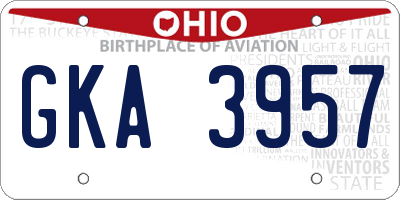 OH license plate GKA3957