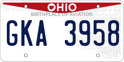 OH license plate GKA3958
