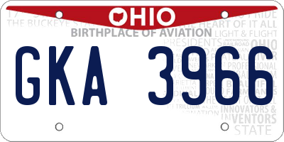OH license plate GKA3966
