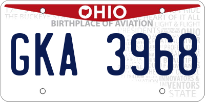 OH license plate GKA3968